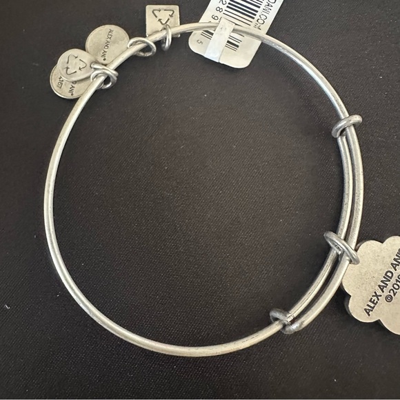 Alex and Ani Paw Print Crystal Charm Expandable Bangle Bracelet Silver Tone, NWT - Picture 5 of 10